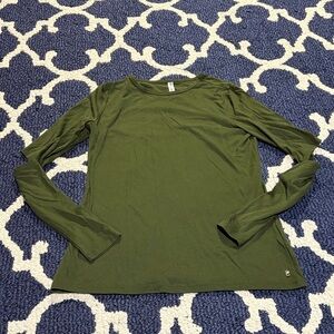 Fabletics Alexa Long Sleeve Olive Green Cut Out Elbow Tee sz XS
